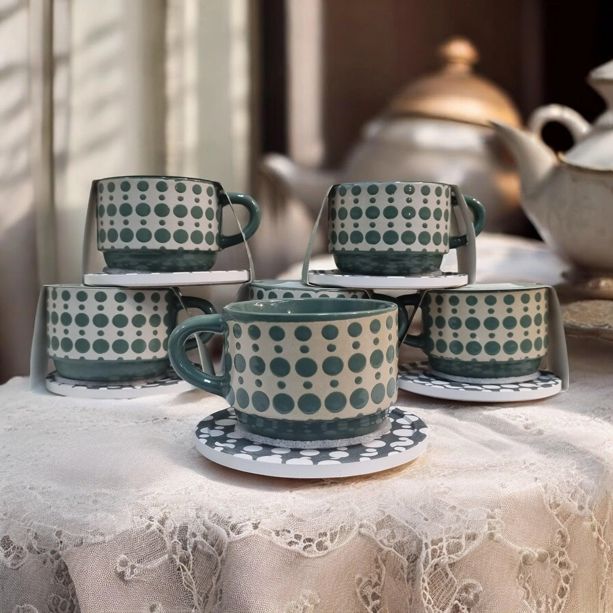 Geometric Pattern Series - Ceramic Mugs with Coasters - Image 8