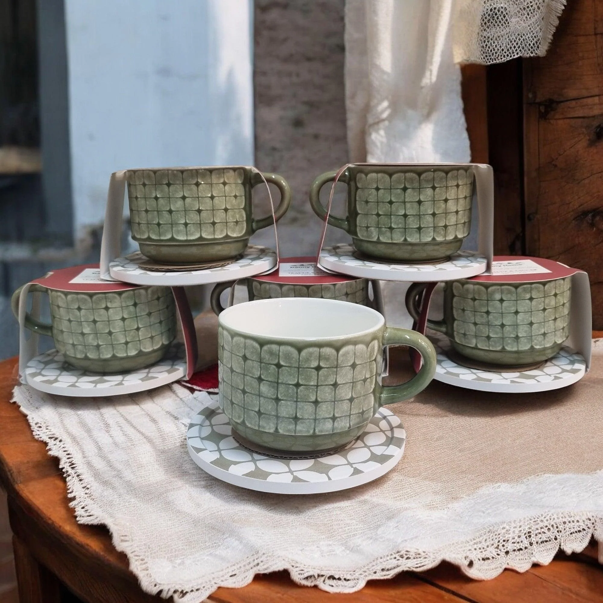 Organza Pattern Series - Ceramic Mugs with Coasters - Image 10