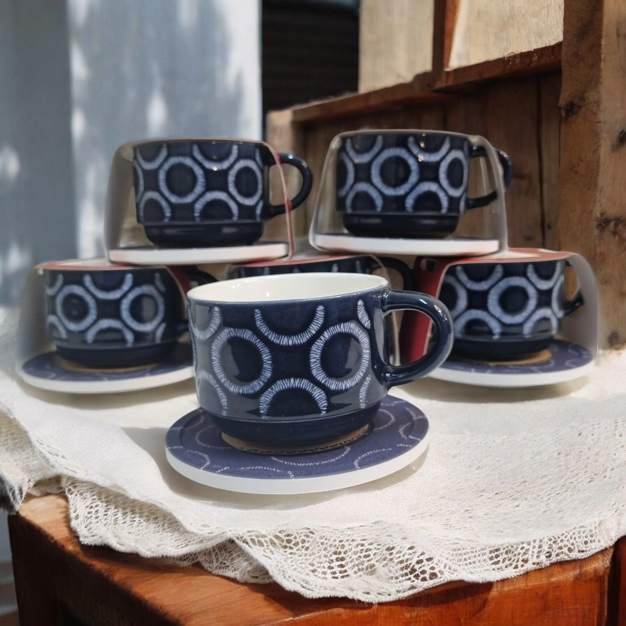 Organza Pattern Series - Ceramic Mugs with Coasters - Image 16