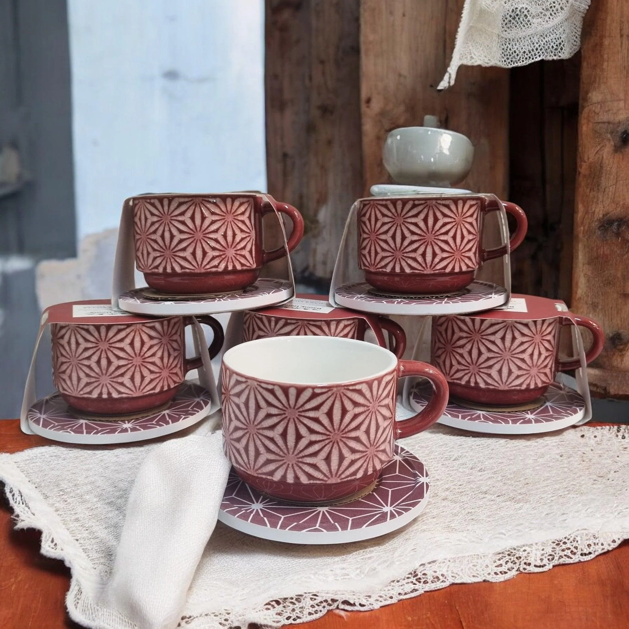 Organza Pattern Series - Ceramic Mugs with Coasters - Image 3