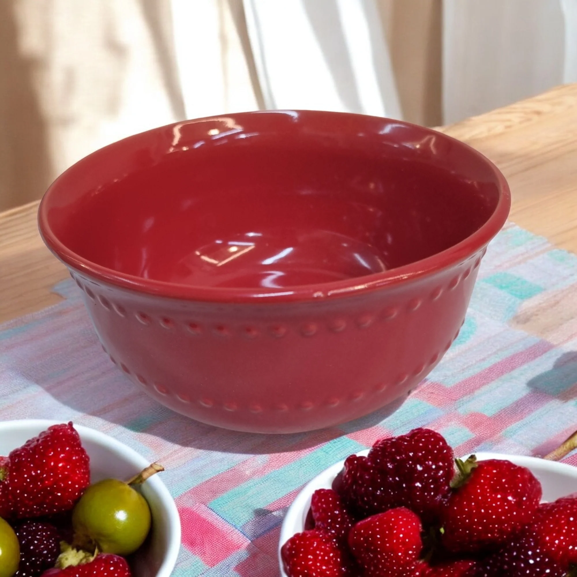 Classic Red Ceramic Bowl (6 Inch) - Image 2
