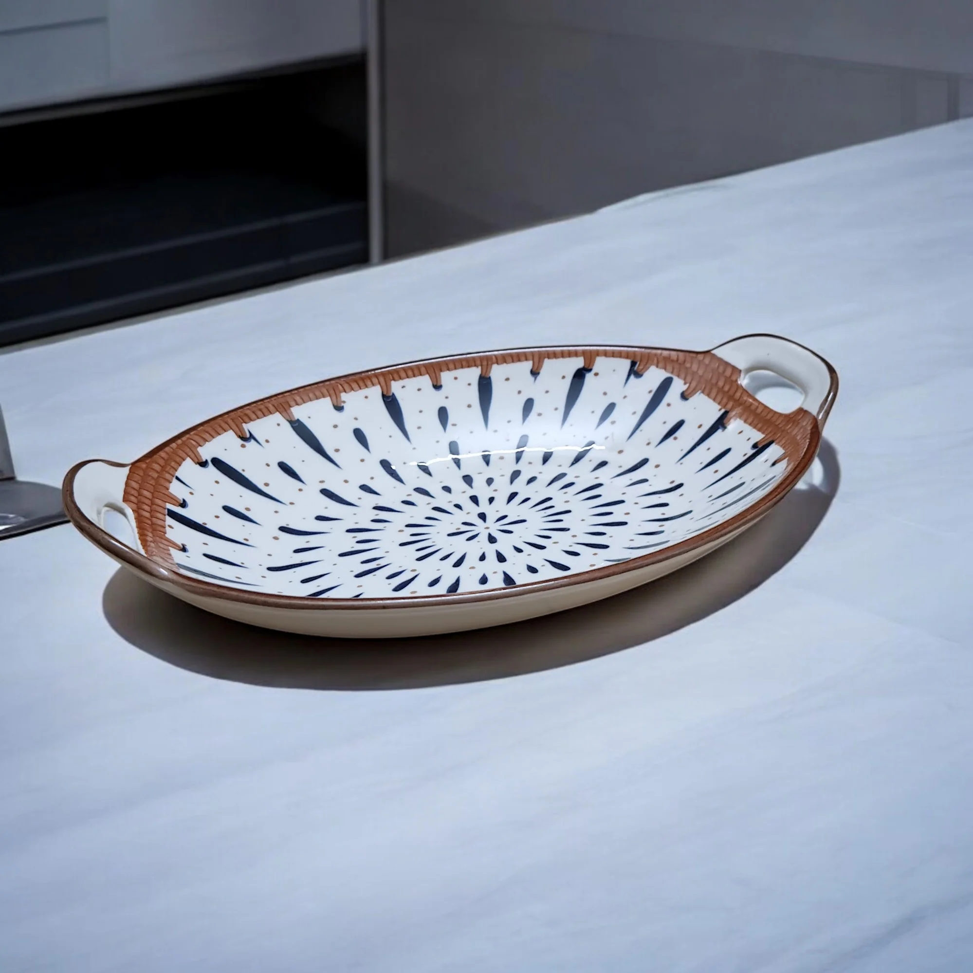 Chich Splatter Ceramic Oval Tray (10 inch) - Image 3