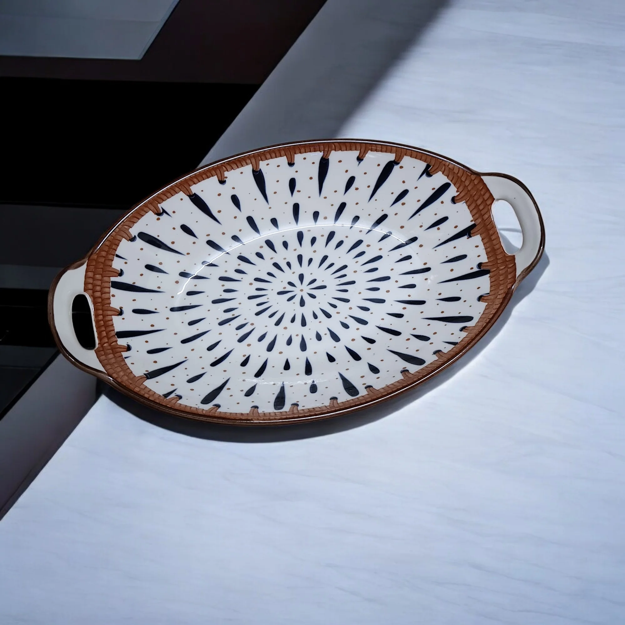 Chich Splatter Ceramic Oval Tray (10 inch) - Image 5