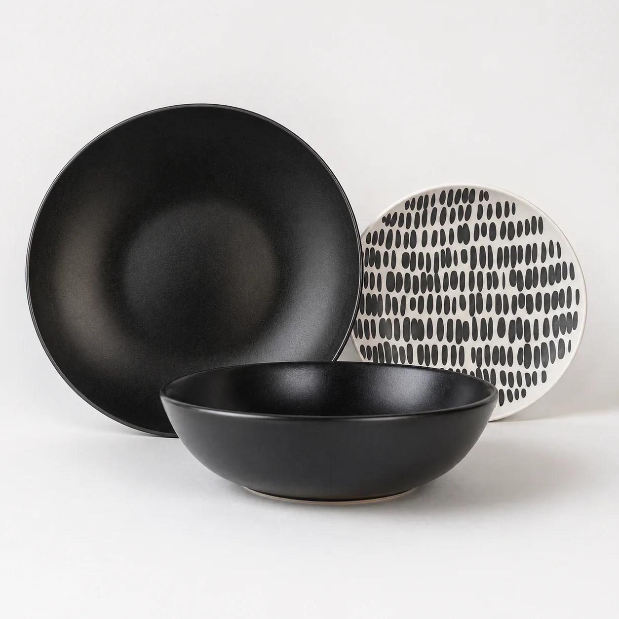 Modern Black & White Ceramic Dinnerware Series - Image 3