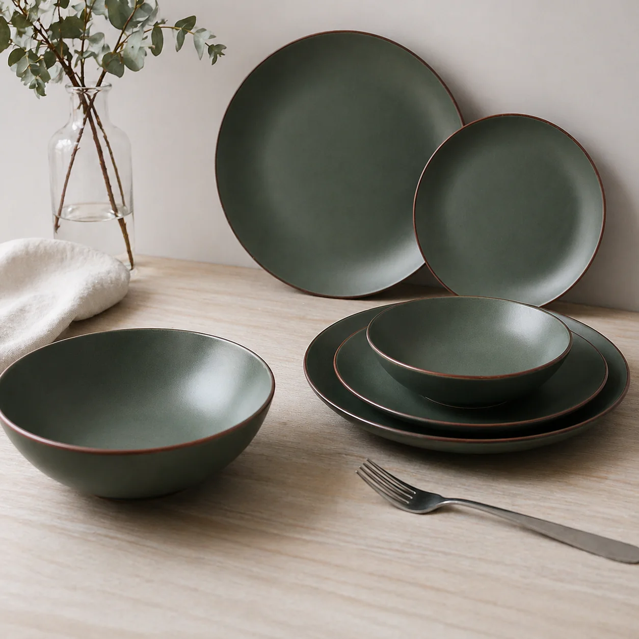 Sage Green Ceramic Dinnerware Series - Image 3