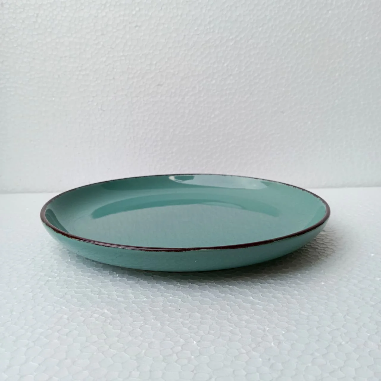 Glossy Aqua Blue Serving Plate with Rustic Rim (10 inch) - Image 2