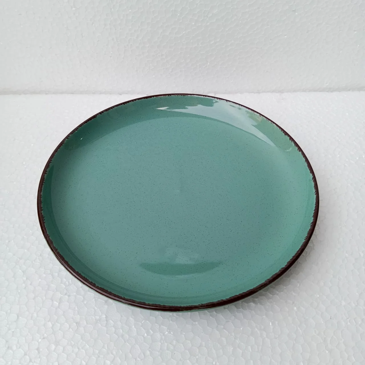 Glossy Aqua Blue Serving Plate with Rustic Rim (10 inch) - Image 5
