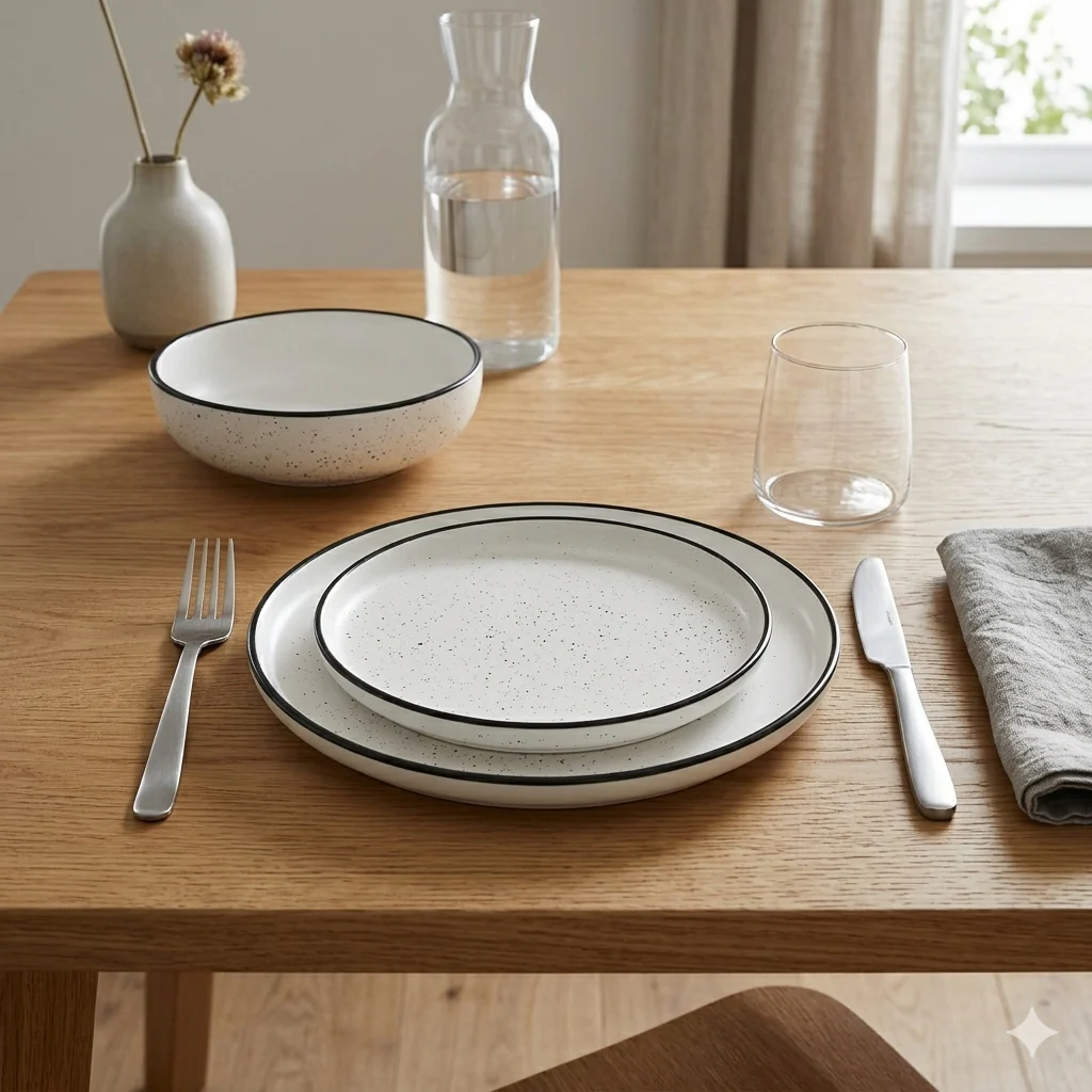 White Speckled Ceramic Dinnerware Series - Image 3