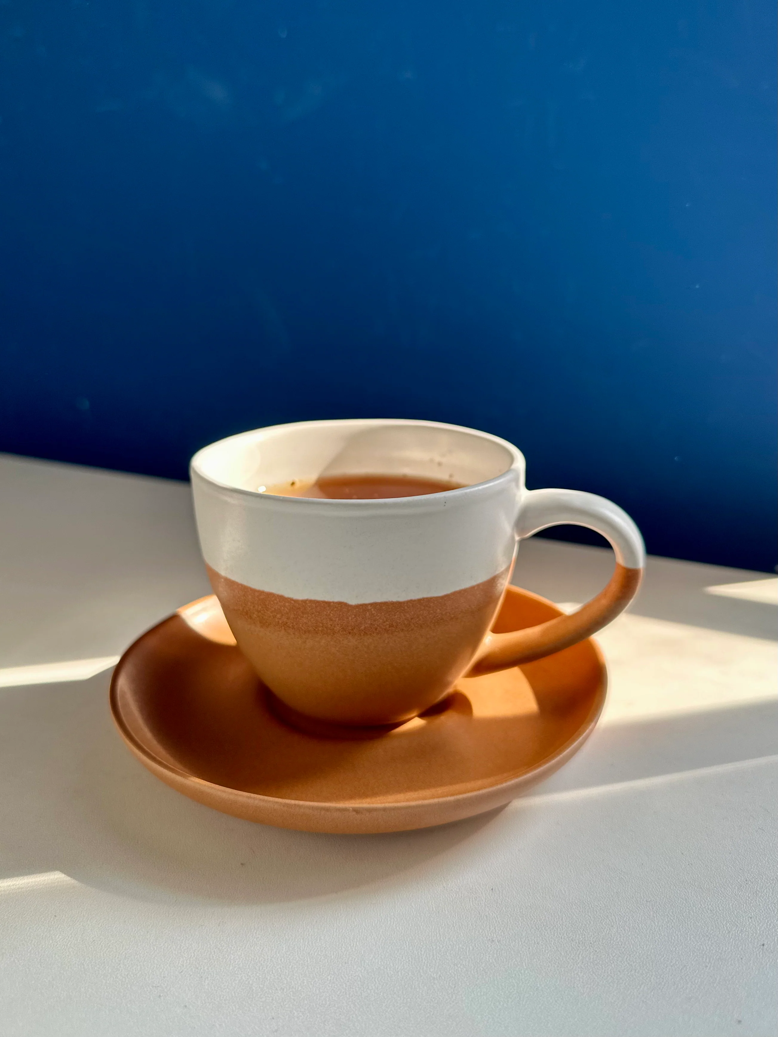 Minimalist Ceramic Coffee Cup with Saucer - Image 12