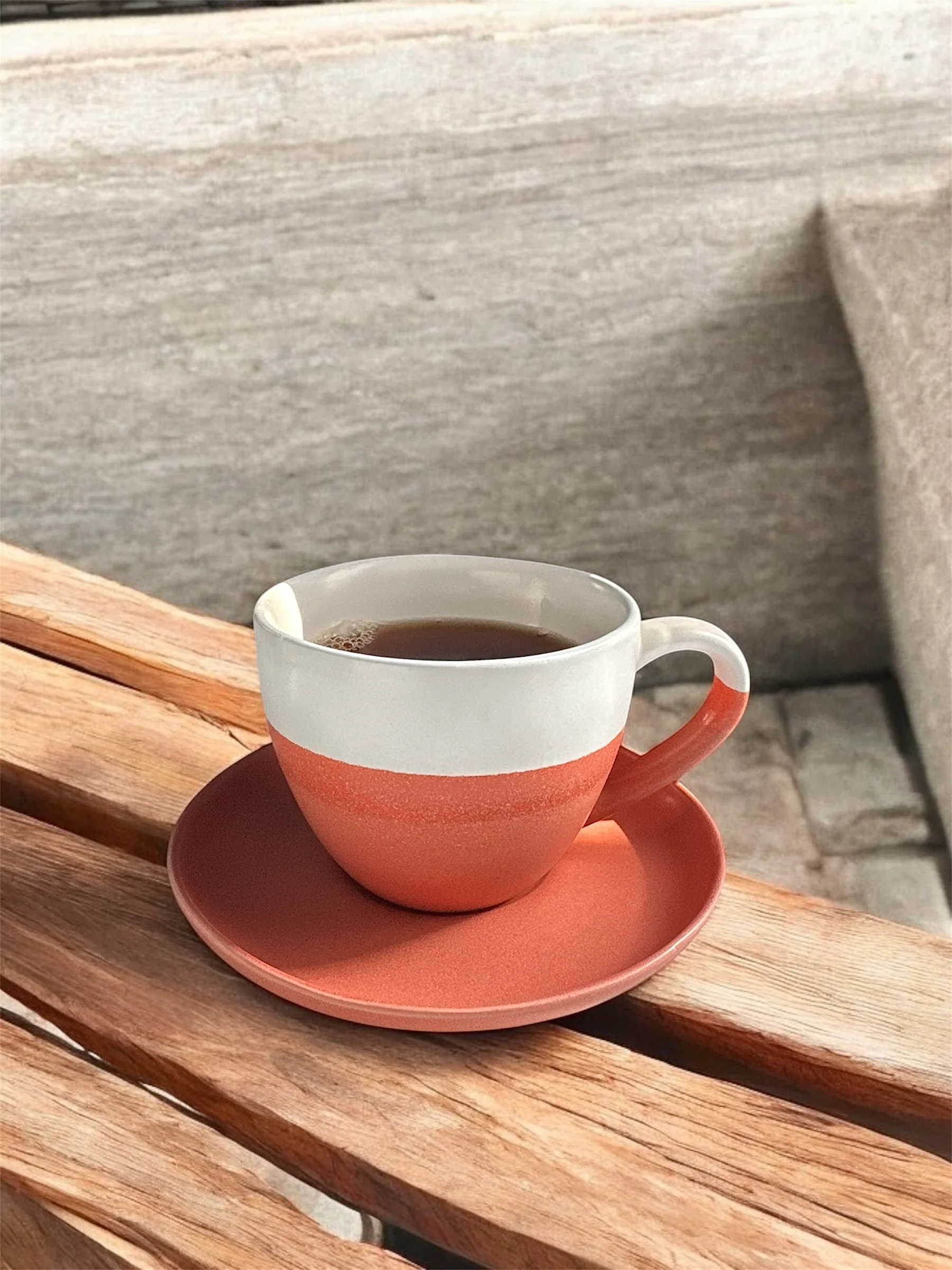 Minimalist Ceramic Coffee Cup with Saucer - Image 5