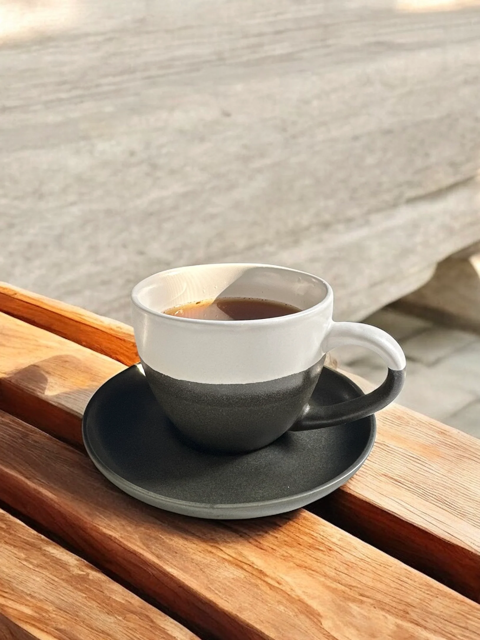 Minimalist Ceramic Coffee Cup with Saucer - Image 6