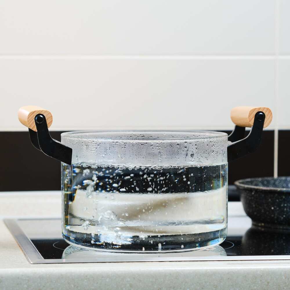 Transparent Glass Stew Pot with Wooden Handles - Image 3