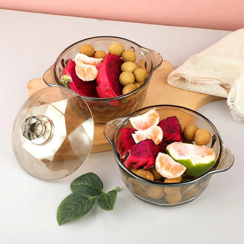 Amber Glass Casserole with Lid (900ml) - Image 3