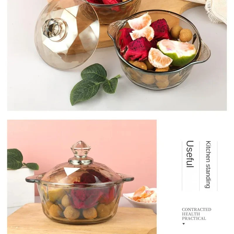 Amber Glass Casserole with Lid (900ml) - Image 4