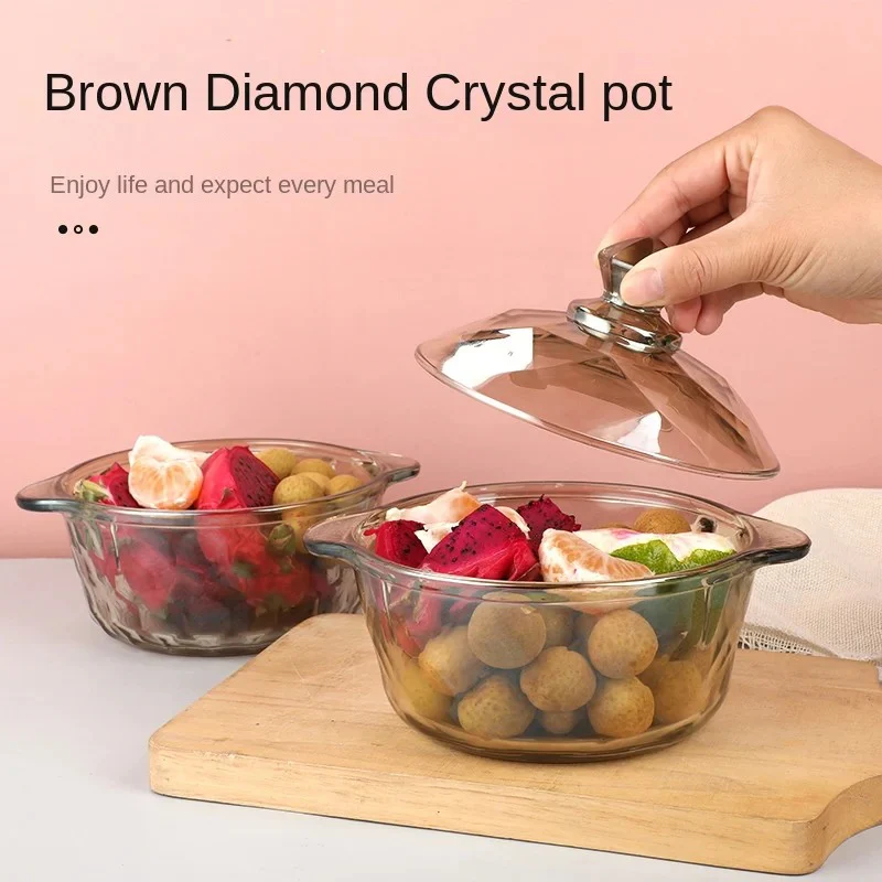 Amber Glass Casserole with Lid (900ml) - Image 6