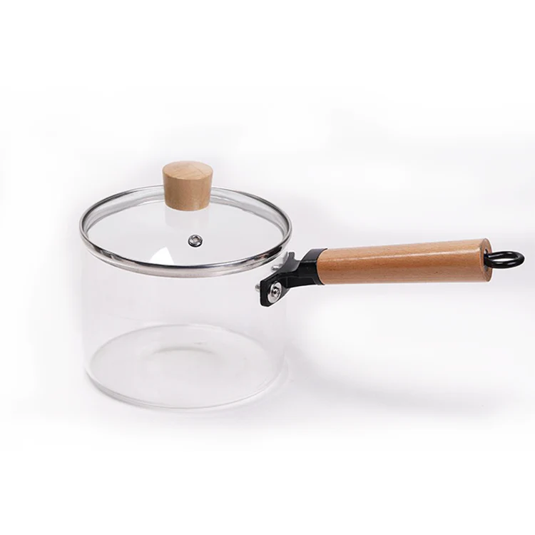 Transparent Glass Saucepan with Wooden Handle and Lid (1.8L) - Image 6
