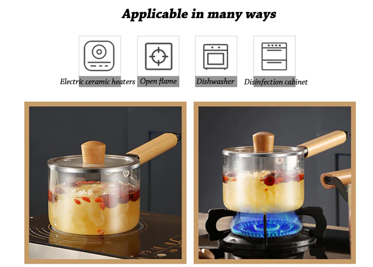 Transparent Glass Saucepan with Wooden Handle and Lid (1.8L) - Image 7