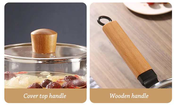 Transparent Glass Saucepan with Wooden Handle and Lid (1.8L) - Image 8