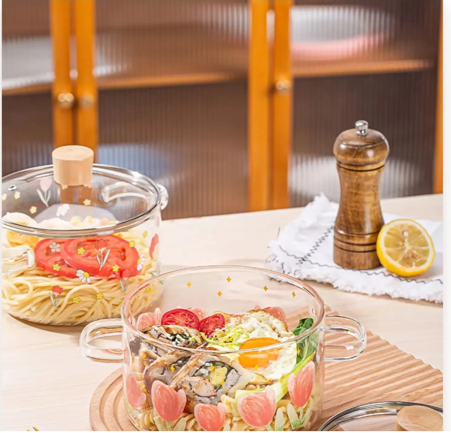 Tulip Glass Cooking Pot with Wooden Lid (3.5L) - Image 3