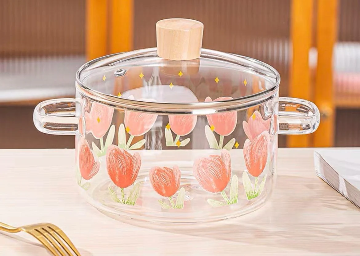 Tulip Glass Cooking Pot with Wooden Lid (3.5L) - Image 5