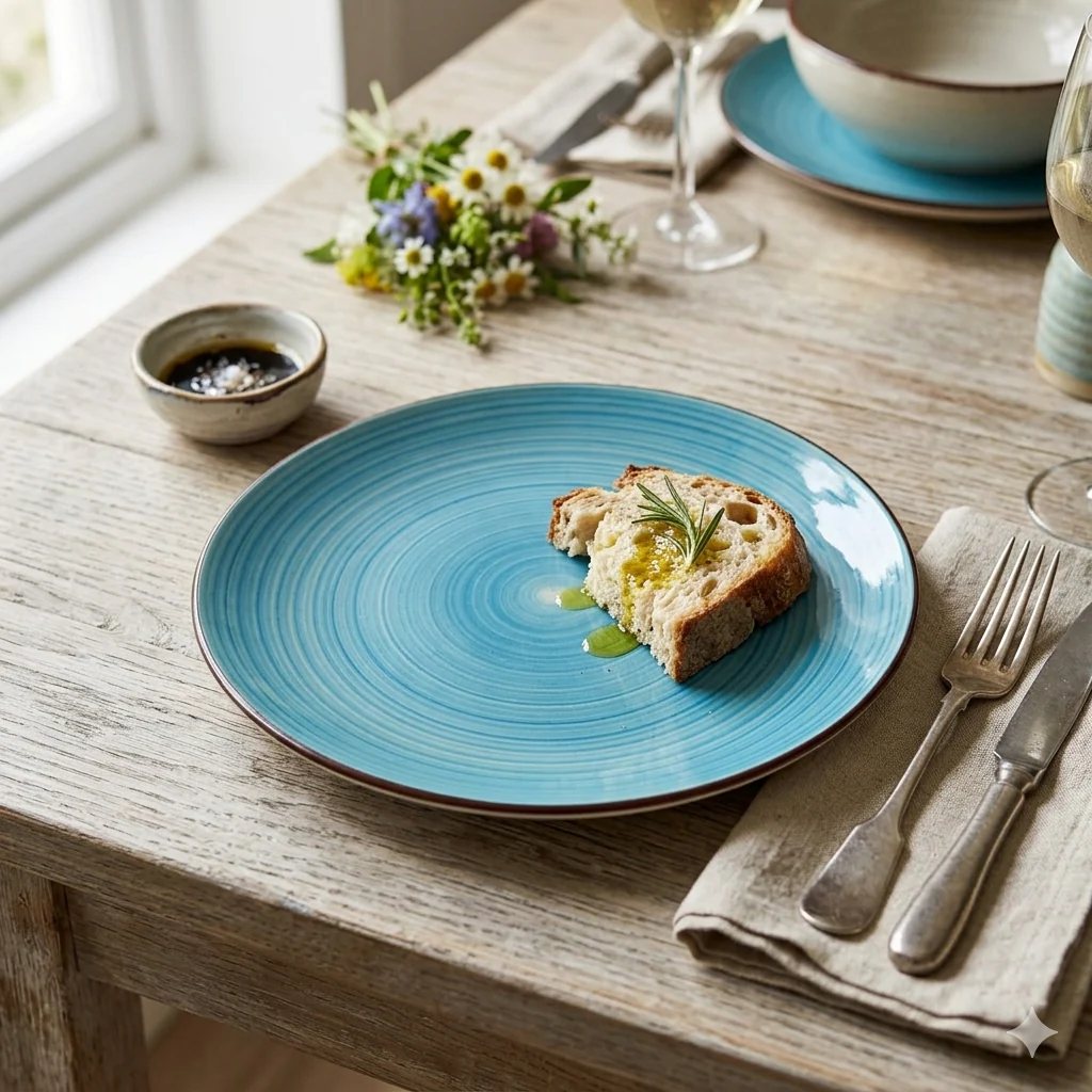 Sky Blue Textured Ceramic Side Plate (7.5 inch) - Image 2