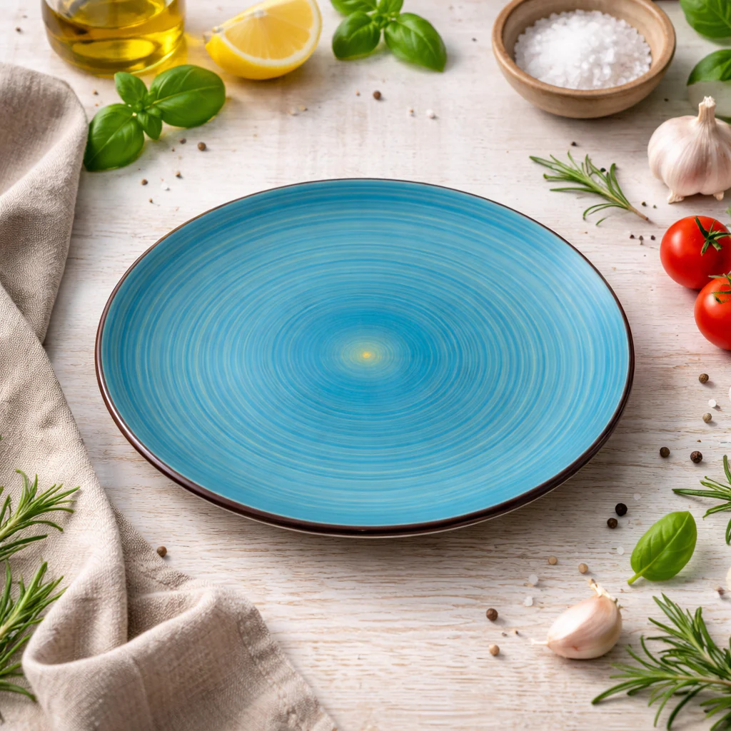 Sky Blue Textured Ceramic Side Plate (7.5 inch) - Image 3