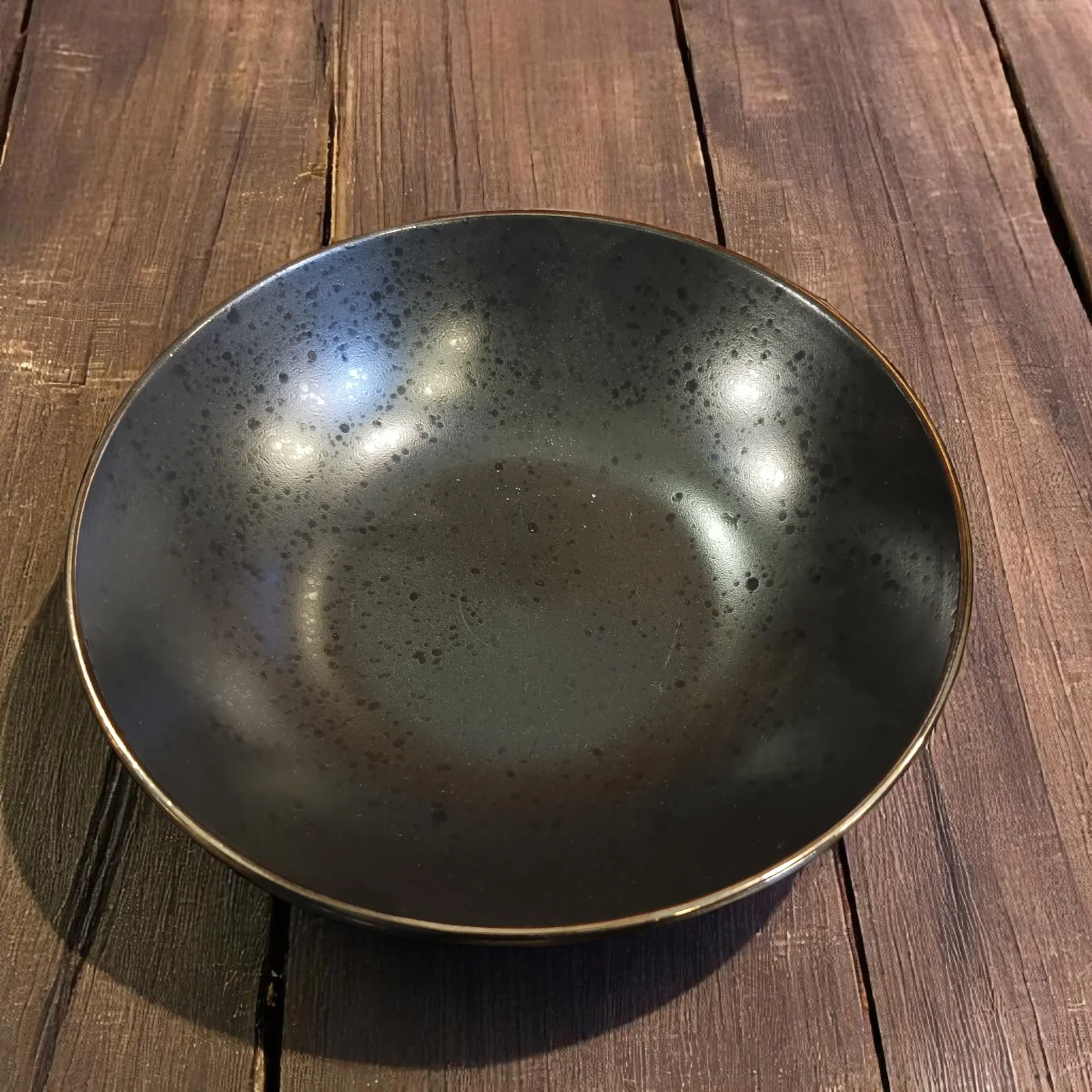 Handmade Speckled Black Ceramic Bowl (8 Inch) - Image 2