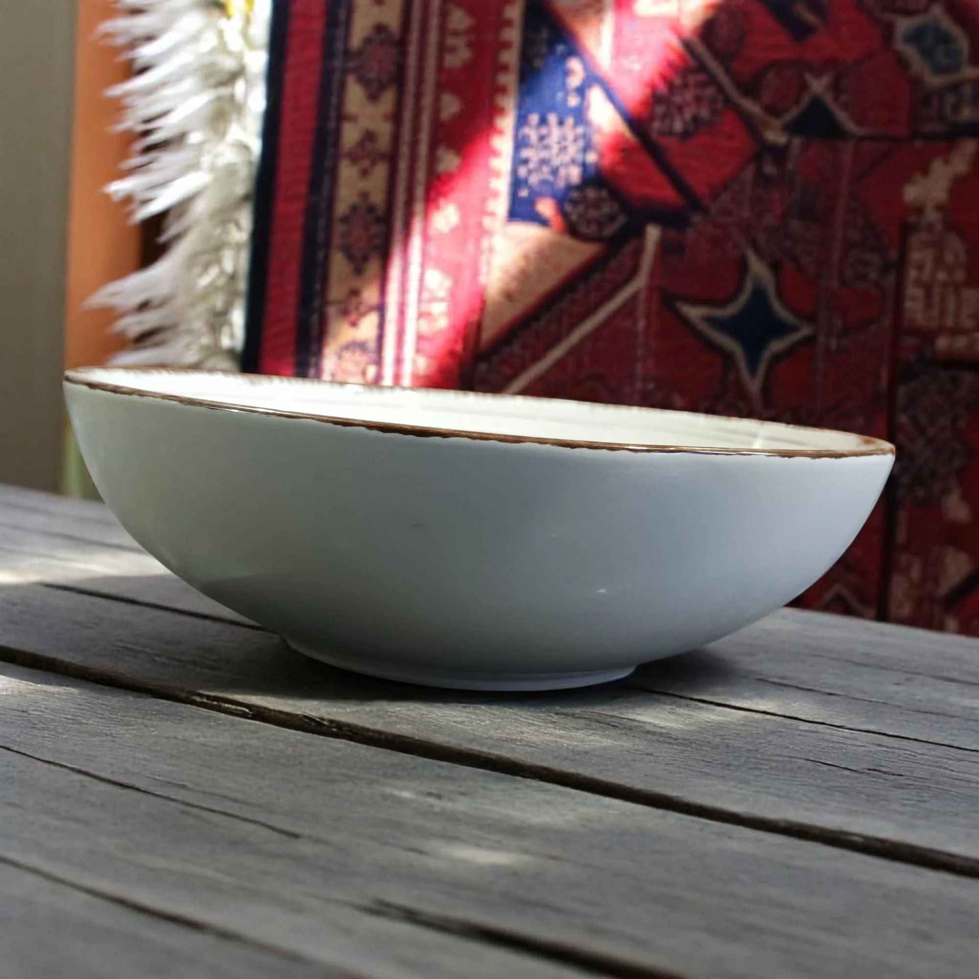 Rustic Light Blue Vintage Ceramic Bowl (8 Inch) - Image 2