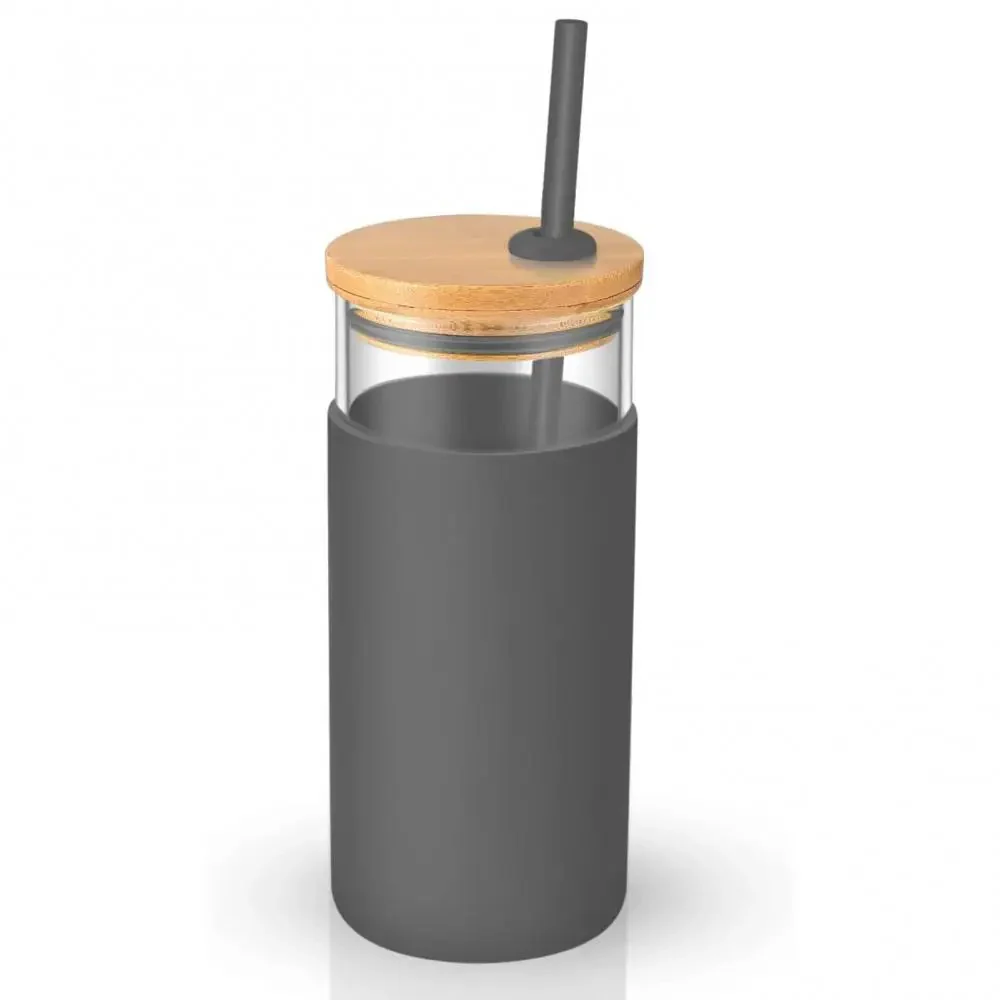 Chic Glass Tumbler with Bamboo Lid (500ml) - Image 11