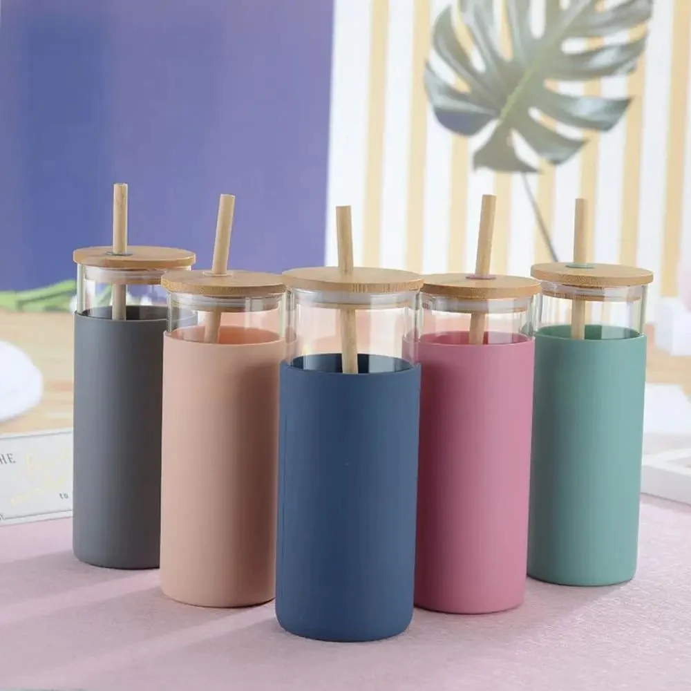 Chic Glass Tumbler with Bamboo Lid (500ml) - Image 12