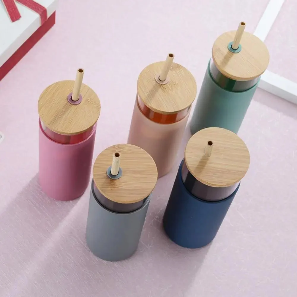 Chic Glass Tumbler with Bamboo Lid (500ml) - Image 3