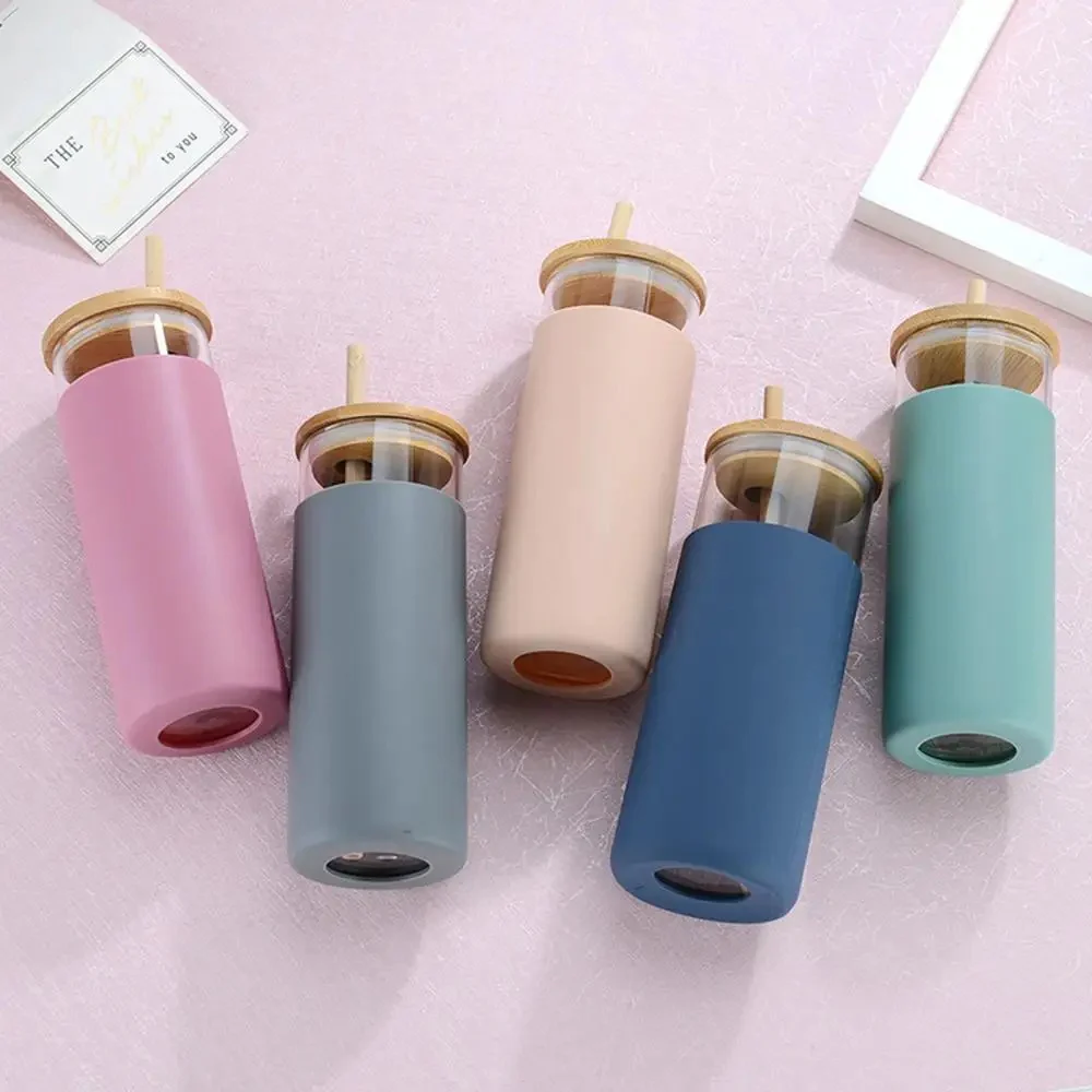 Chic Glass Tumbler with Bamboo Lid (500ml) - Image 4
