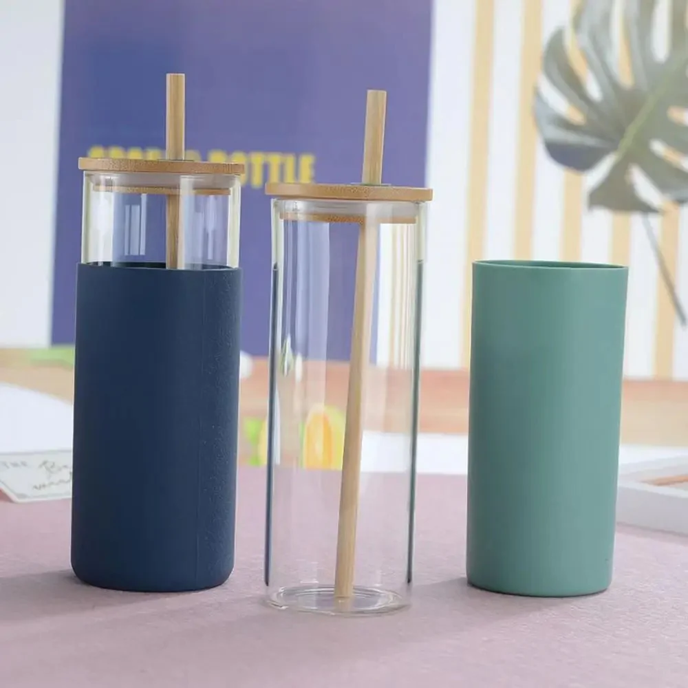 Chic Glass Tumbler with Bamboo Lid (500ml) - Image 5