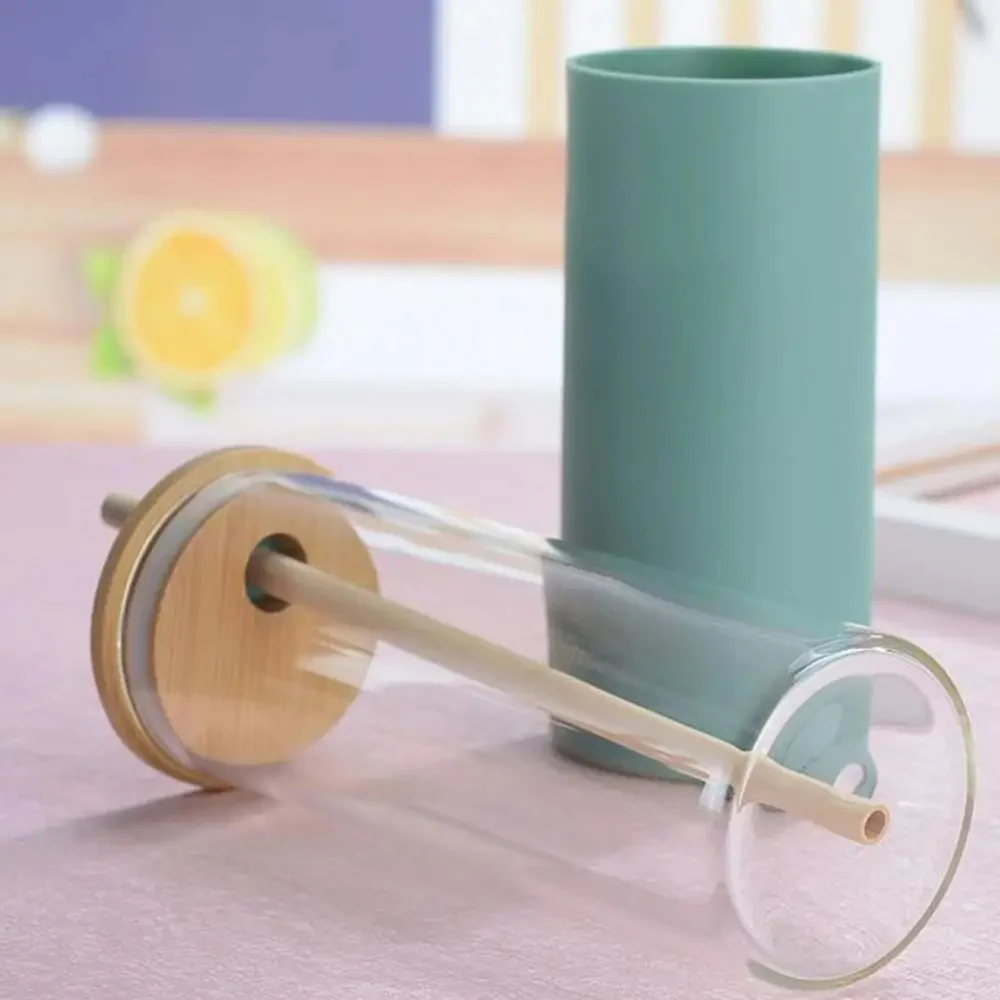 Chic Glass Tumbler with Bamboo Lid (500ml) - Image 6