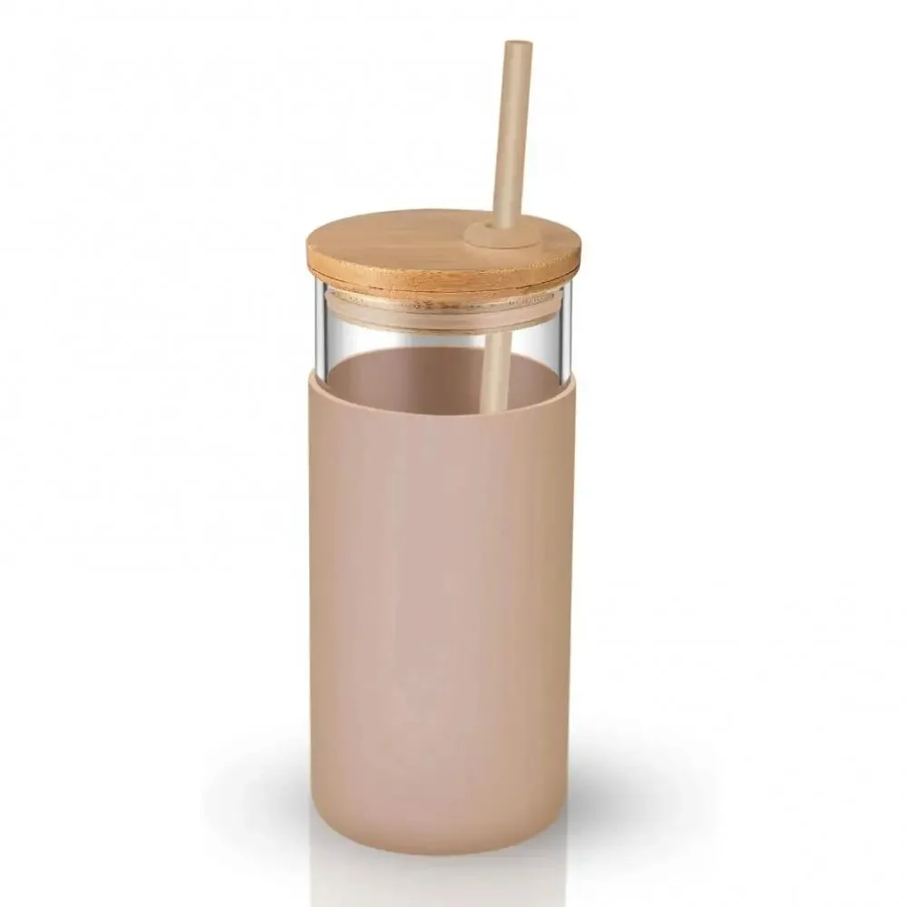 Chic Glass Tumbler with Bamboo Lid (500ml) - Image 8