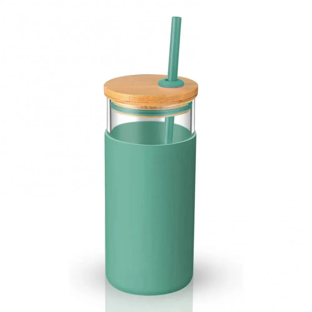 Chic Glass Tumbler with Bamboo Lid (500ml) - Image 9