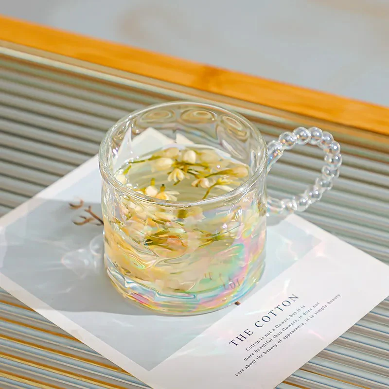 Iridescent Glass Mug with Beaded Handle (300ml) - Image 3