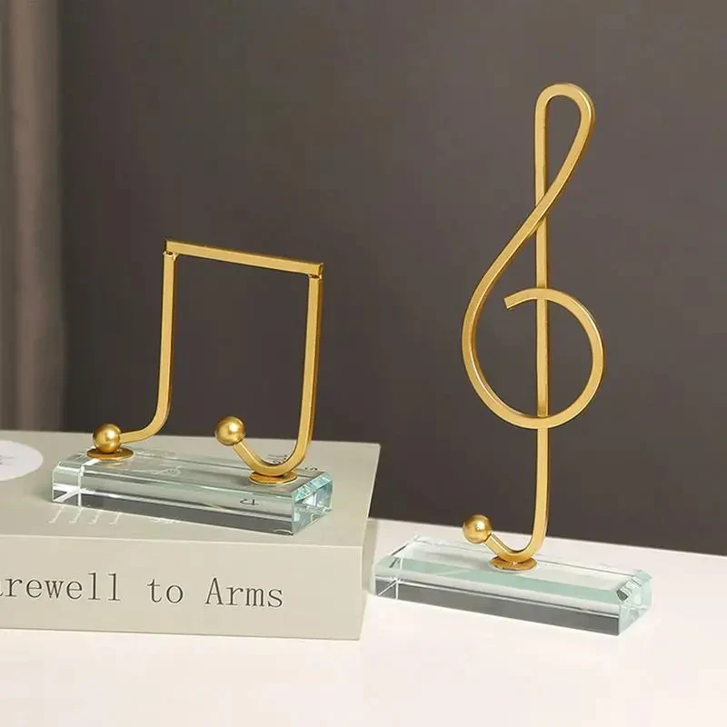 Golden Metal Music Note Figurines with Glass Base - Image 10