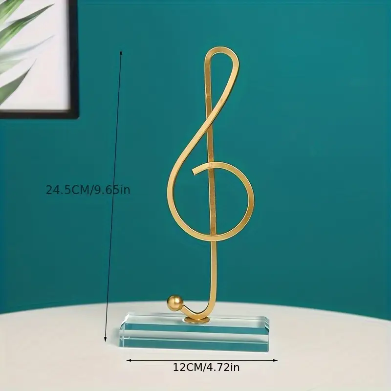 Golden Metal Music Note Figurines with Glass Base - Image 4