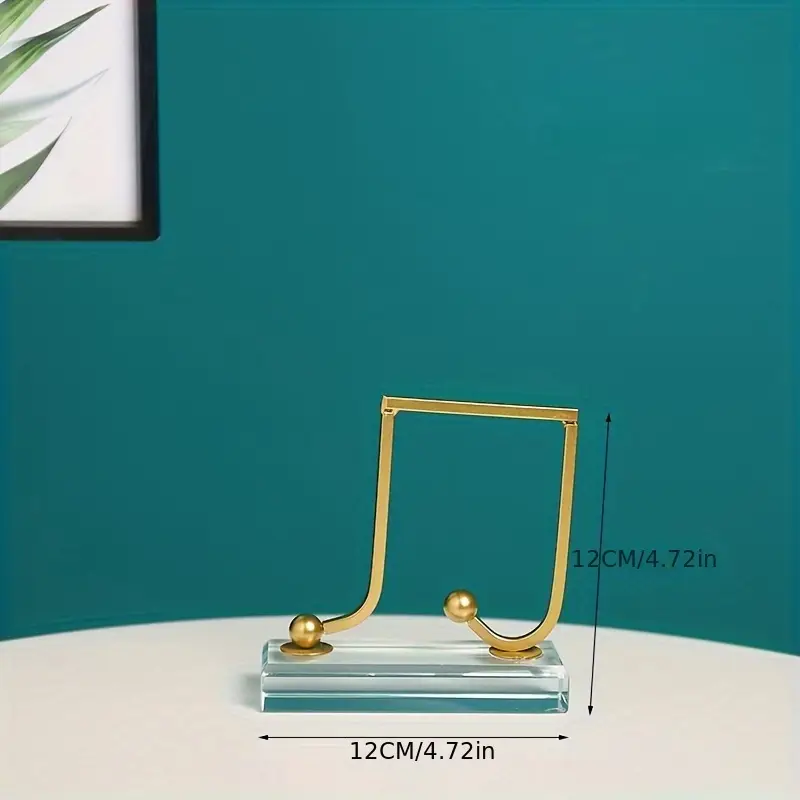 Golden Metal Music Note Figurines with Glass Base - Image 5