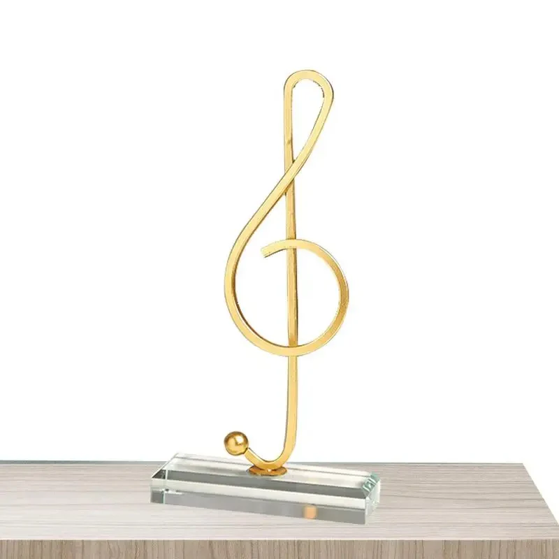Golden Metal Music Note Figurines with Glass Base - Image 6