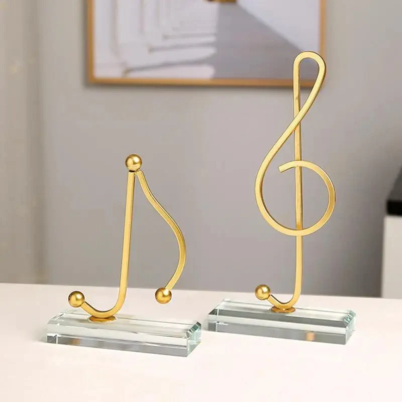 Golden Metal Music Note Figurines with Glass Base - Image 8
