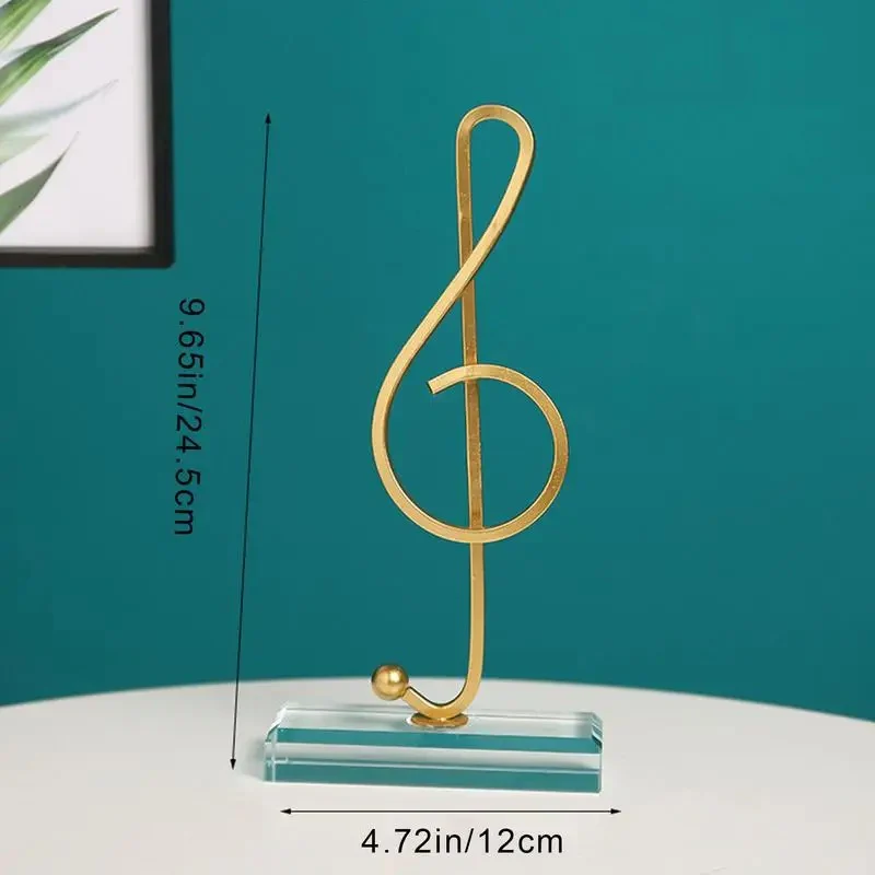 Golden Metal Music Note Figurines with Glass Base - Image 9
