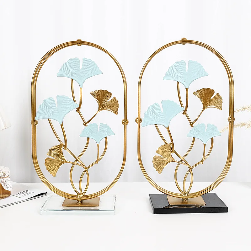 Ginkgo Leaf Metal Ornament with Glass Base - Image 2