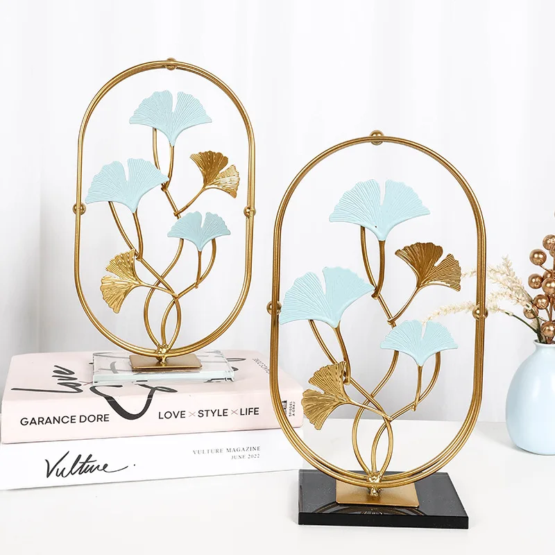 Ginkgo Leaf Metal Ornament with Glass Base - Image 3