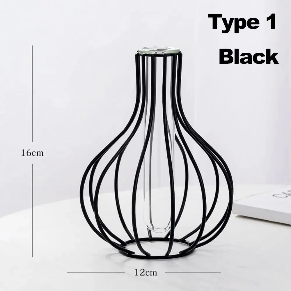 Bulb-Shaped Metal Cage Vase - Image 3