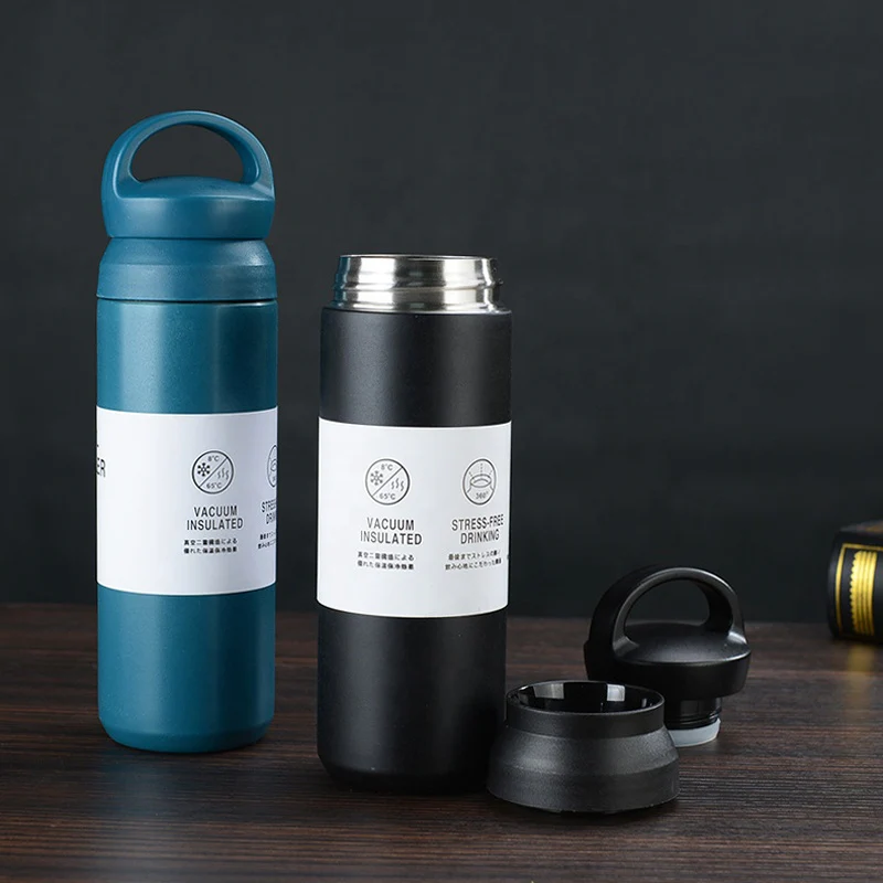 Matte Stainless Steel Water Bottle with Handle (500ml) - Image 3