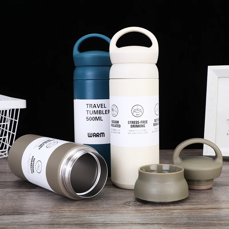 Matte Stainless Steel Water Bottle with Handle (500ml) - Image 8