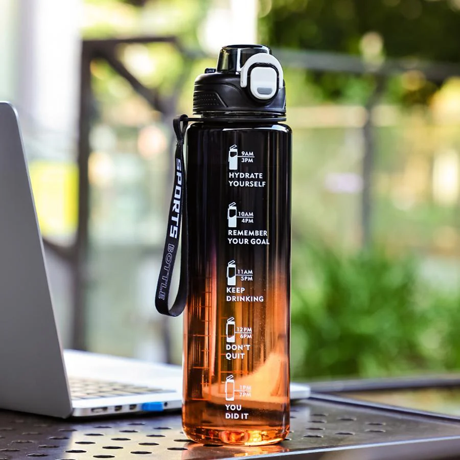 Gradient Water Bottle with Time Markers (1L) - Image 3