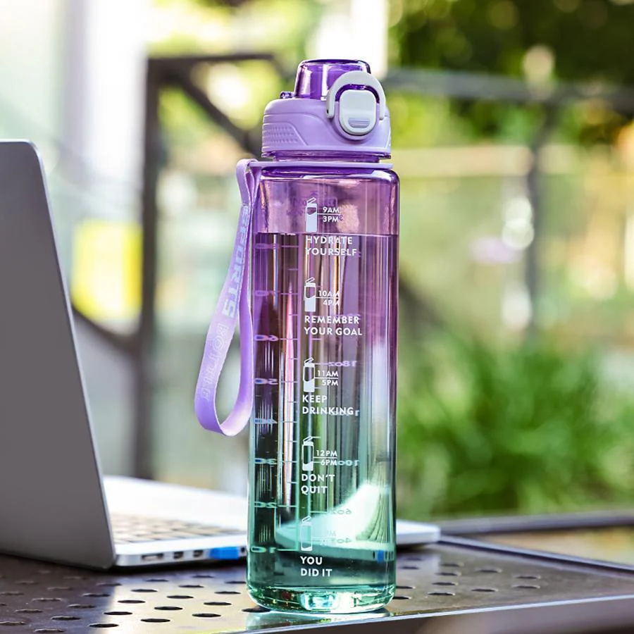 Gradient Water Bottle with Time Markers (1L) - Image 4